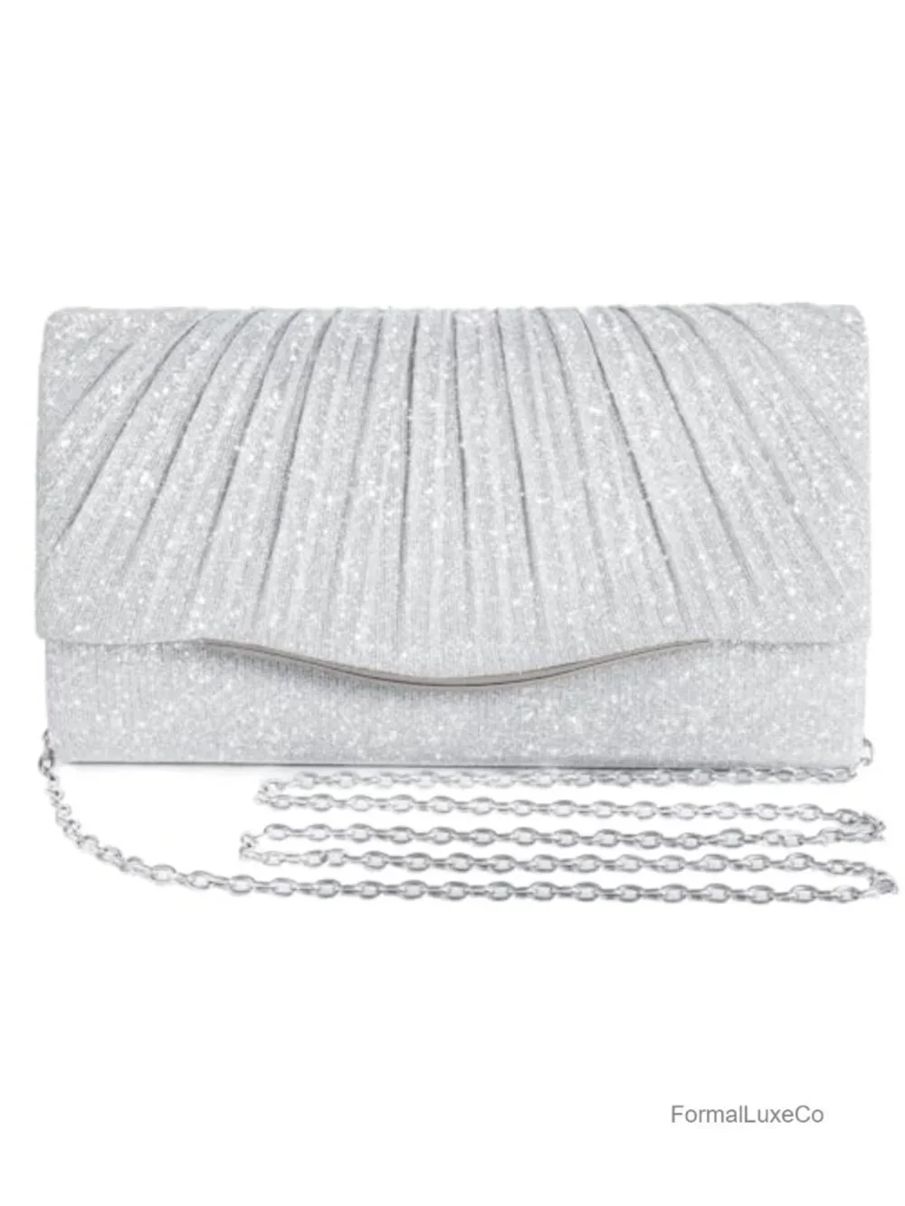 Sequin Evening Clutch Bag with Detachable Chain - Formal Party Purse